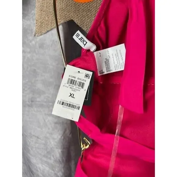 Bar III Womens Solid Cowlneck One-Piece Swimsuit, Ruby, Sz-XL - Picture 5 of 7